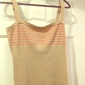 Tan Tahari top with pink stripes size 12